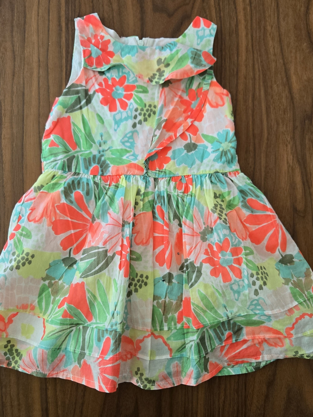Cat & Jack Bright Watercolor Floral Dress Coral Green Boho Summer Sun Dress 2T
